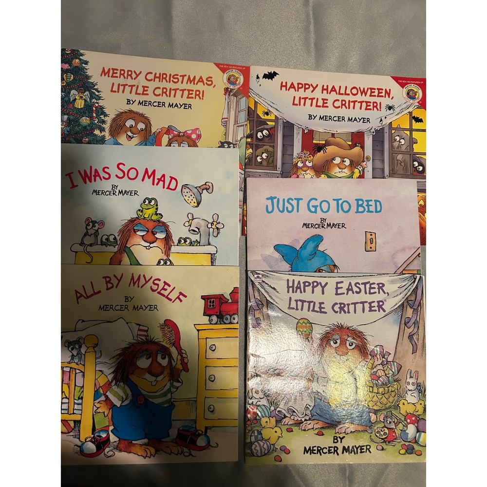 Mercer Mayer Little Critter Book Lot of 6 Christmas Halloween Easter Mad Bed